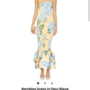 Floral Strapless Maxi Dress - Yellow and Green